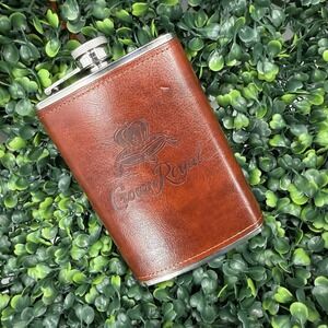 Crown Royal 8 oz Flask Leather Wrapped Cover Stainless Steel